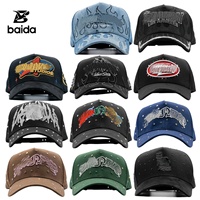 Casquettes Personnalisées G5 en Gros Dandi Thirty One Hats Casquette de Baseball en Coton Noir avec Visière en Daim et Paillettes