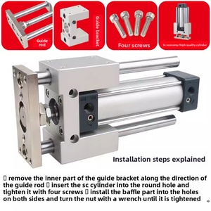 SC Cylinder Guide Bracket Three-axis Three-rod with Guide Rod Pressing Cylinder Frame Aluminum Body SC32/40/50/63/80 - Product Image 3
