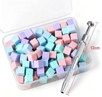 Lot de 100 éponges carrées pour nail art, pinceaux dégradés pour ongles, éponges à gel pour la conception de vernis, stylo applicateur, fournitures de manucure
