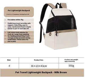 Tas perjalanan anjing modis kasual pembawa penerbangan portabel tombol pola Solid fitur dada depan bernapas untuk semua musim - Product Image 3