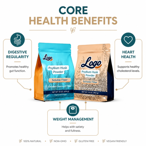 100% Polvo Puro De Psyllium Fibra Soluble Dietética Venta Al Por Mayor Grado Alimentario Vegano <span class=keywords><strong>Keto</strong></span> Salud Digestiva OEM ODM - Product Image 5