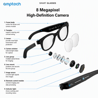 Lunettes Intelligentes IA : Traduction Audio en Temps Réel, Caméra HD 8 Mégapixels, Verres Photochromiques, Commande Vocale pour le Voyage