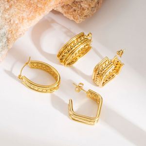 Pendientes Redondos Minimalistas de Color Dorado Vintage, Joyería Fina de Moda para Mujer, para Fiestas, Acero Inoxidable, Estilo Casual - Product Image 4