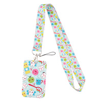 Porte-cartes et cordon en polyester écologique motif dessin animé Dents de crâne de docteur, pour cartes de transport, de travail et d'identité, vente en gros
