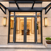 Porte vitrée double battante en aluminium à rupture de pont thermique pour vitrine, entrée commerciale, magasin, hôtel, bureau, taille personnalisée