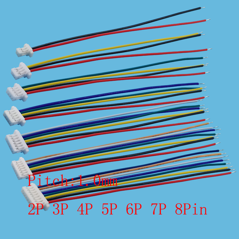 Cavo Con Connettori JST-SH Passo 1.0 Mm Femmina-Femmina, 2-10 Pin, Set Fili Elettrici
