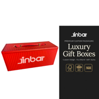 Boîte cadeau élégante personnalisée en carton rouge imprimé Jinbar, avec fermeture magnétique, poignée en PU, gaufrage, matériaux recyclés