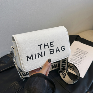 Wholesale Custom Women "THE MINI BAG" Letter Print Crossbody Bag Adjustable Wide Strap Casual PU <strong>Leather</strong> Shoulder <strong>Purse</strong> - Product Image 1