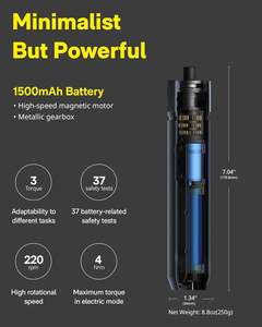 HOTO Kit de tournevis électrique sans fil amélioré avec lumière LED, 25 embouts hexagonaux de 1/4'' magnétiques et rechargeables, pour l'assemblage et la réparation de meubles - Product Image 5