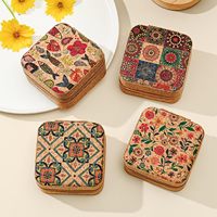 Boîte de rangement pour femmes en liège floral étui à bijoux de voyage cadeaux pour femmes soeur amie maman femme grand-mère fleurs personnalisées cadeaux pop