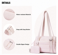 Tas Gym Mini 2-in-1 Kasual Berlapis Quilted Custom, Set Dompet Koin, Kapasitas Besar, Lipat, Untuk Olahraga, Tari, Yoga, Tote Duffel
