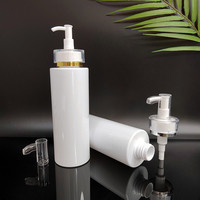 Luxe 250ml 300ml 500ml Blanc Mat Rond Vide Conditionneur Gel Douche Emballage En Plastique Or Airless Shampooing Pompe Bouteille