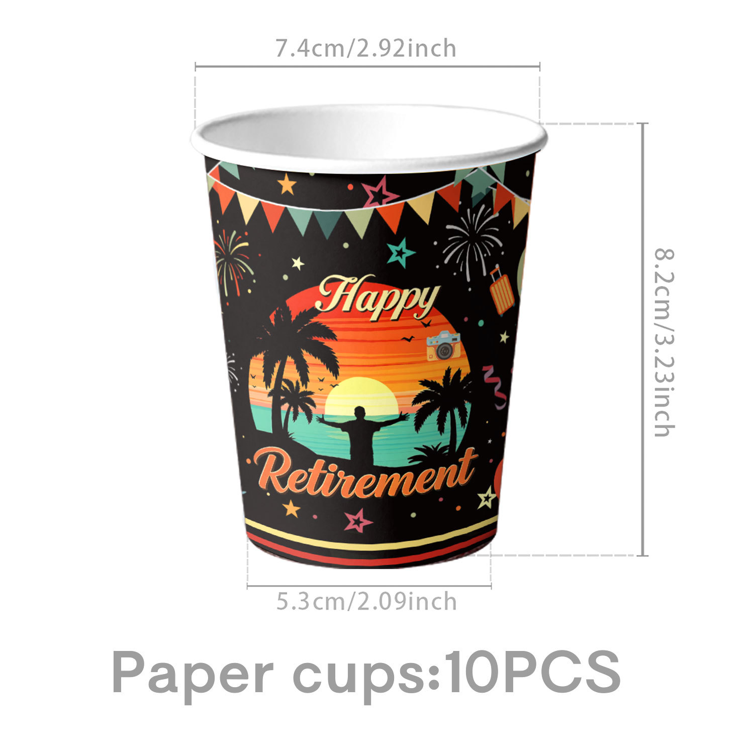 Gobelets en papier noirs-10 pièces