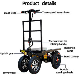Troli Platform elektrik, troli Platform elektrik dengan stang lipat gudang Portable <span class=keywords><strong>Hand</strong></span> <span class=keywords><strong>Trolley</strong></span> Flatbed kargo elektrik - Product Image 4