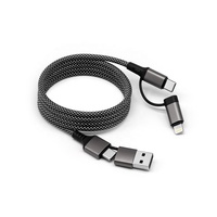 Cable de Datos Magnético 4 en 1 con Logotipo Láser, Cable Trenzado de Carga Rápida 3A 60W, USB-A Tipo-C para Accesorios de iPhone