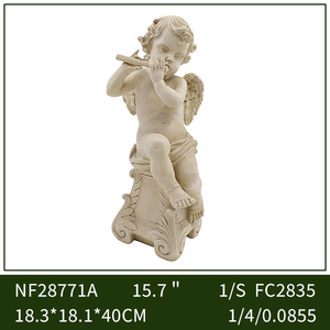 Estatua Antigua de Cupido, Querubín, Ángel Tocando la <span class=keywords><strong>Flauta</strong></span>, Figura de Resina Envejecida para Decoración de Jardín Exterior - Product Image 2