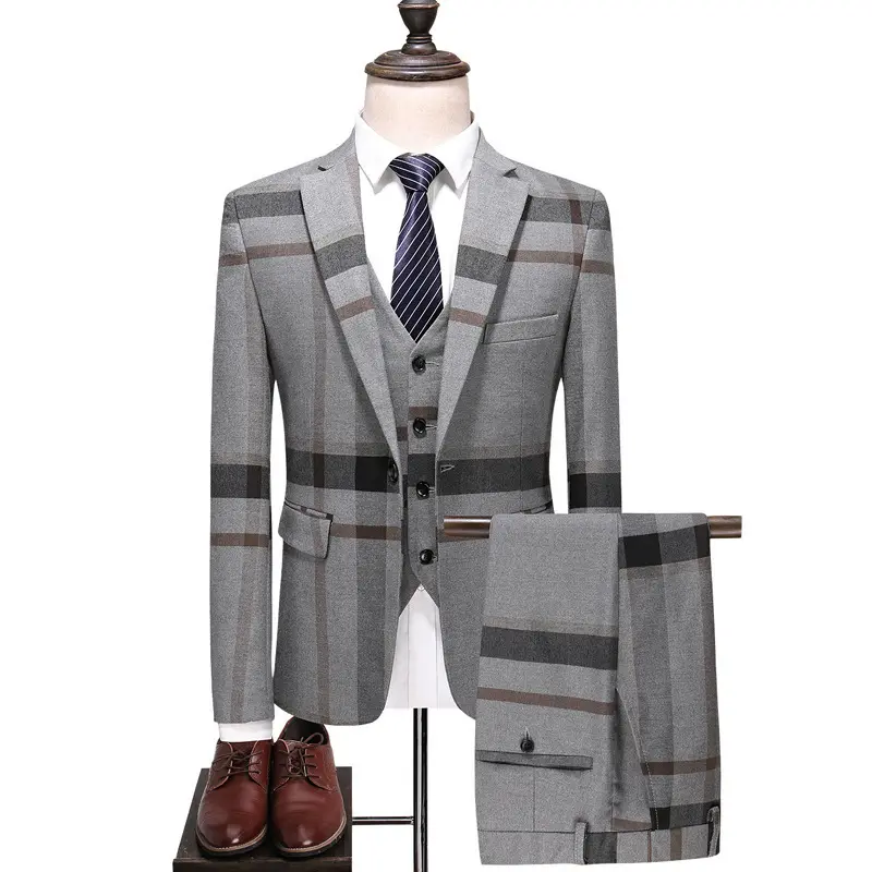 2021 High Quality Men'S Business Casual Suit Three-Piece Dress Suit Men'S Work Clothes Wedding Dress
