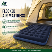 Matelas de camping gonflable simple moderne pliable 186x76cm 186x96cm, surmatelas double couche en PVC floqué avec pompe