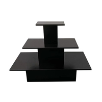 Table de présentation de vente au détail carrée en bois à 3 niveaux, écologique et durable, avec finition personnalisable pour les magasins de bijoux et de vêtements