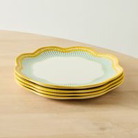 Beau ruban d'or de blé de luxe autour d'assiettes de fleur de conception ensemble de plat de dessert de steak en gros