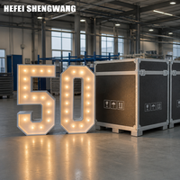 Enseigne lumineuse LED autoportante numéro 50 pour les entreprises de location d'événements, toile de fond de fête, construction métallique stable