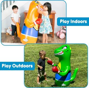 Inflatable Orange Dinosaur <b>Punching</b> <b>Bag</b> for Kids Indoor and Outdoor Play Ages 3+ - Product Image 3