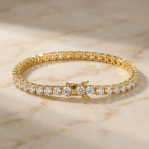 Bracelet tennis plaqué or blanc avec zircons ronds taille brillant et pavé, bijou hip-hop, cadeau - Product Image 1
