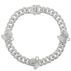 Chaîne de cheville cubaine en zircon glacé avec motif feuille pour femme - Plaqué or/or rose, réglable, inaltérable, bijou de mode pour le quotidien et les soirées - Product Image 4
