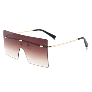 Latest Fashion One Piece Glasses Metal Temple Shades <b>Sunglasses</b> Ladies Women - Product Image 2