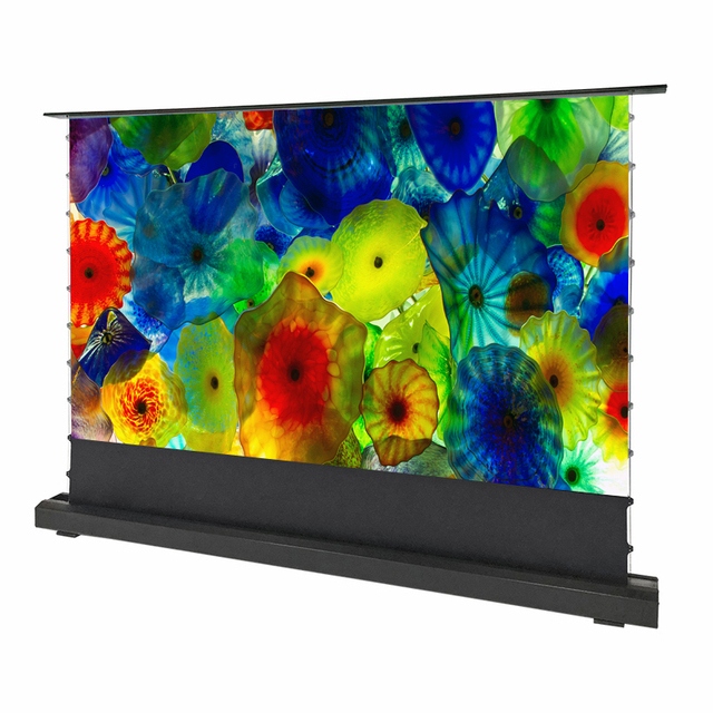 100inch Motorized Floor Rising Curtain PET Crystal CBSP UST 4K ALR Electric Lift Projector Screen for Laser Projector