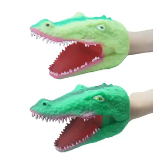 OEM ODM工厂软塑动物手木偶橡胶鳄鱼玩具逼真鳄鱼手木偶
