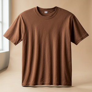 Men's Brown Crewneck T Shirt Short Sleeve Cotton Tee Knitted Casual Summer Top Custom Logo - Product Image 3