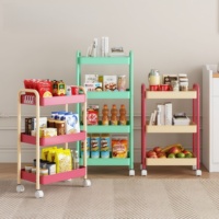 Étagère de rangement moderne en métal à 3 niveaux multi-usages, chariot de sol mobile, chariot roulant pour cuisine, chariot de rangement pour aliments, garage, maison
