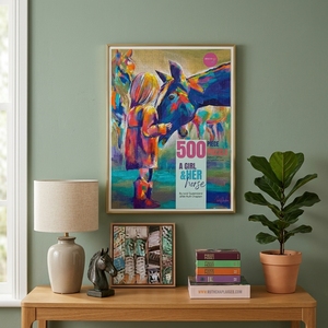 Puzzle personnalisé haut <span class=keywords><strong>de</strong></span> gamme 500 pièces, motif Cheval Fille, impression sérigraphiée, bois <span class=keywords><strong>de</strong></span> bouleau, finition <span class=keywords><strong>huile</strong></span> <span class=keywords><strong>de</strong></span> <span class=keywords><strong>lin</strong></span>, fourniture OEM, décoration murale, ensemble <span class=keywords><strong>de</strong></span> jouets - Product Image 4