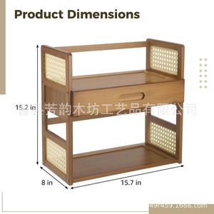 Simple <b>Desktop</b> <b>Shelf</b> 3 Tier Wood Organizer Storage Rack For Office Home Study Bookshelf With Drawer - Product Image 3