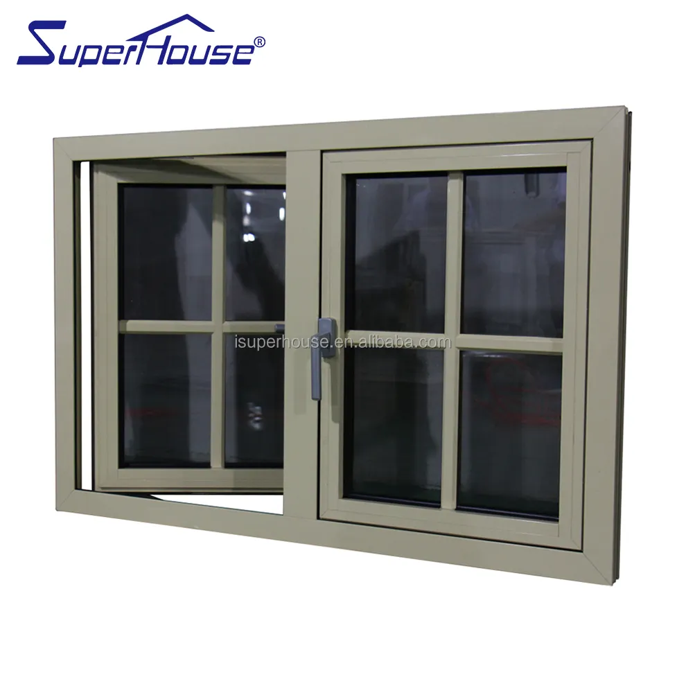 NFRc 102 U Values color adjust aluminum euro grey reflective tempered glass casement window with decorative grill