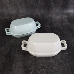 Cloche à pain OEM sous marque privée, vente en gros, 2-en-1 ovale en fonte émaillée pour <span class=keywords><strong>boulanger</strong></span> de pain au levain, destinée aux distributeurs d'articles de cuisine - Product Image 1