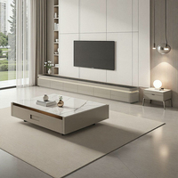 Ensemble meuble TV et table basse minimaliste moderne avec rangement, meubles de salon de luxe pour appartement et villa