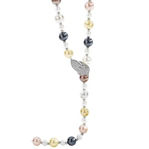 Luxury <b>Long</b> Pearl <b>Necklace</b> AAA Grade Feather Design Silver Color Everyday Wear Women's Jewelry Accessory - Product Image 4