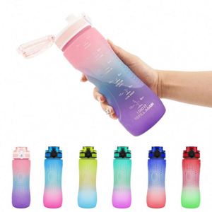Leakproof Tritan Bpa Free 1L Fitness Outdoor Sports <b>With</b> <b>Time</b> Marker Large Plastic Motivational <b>Water</b> <b>Bottle</b> <b>With</b> Custom Logo - Product Image 2