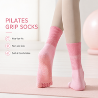 Chaussettes de Pilates personnalisées avec logo, antidérapantes, respirantes, en coton, pour yoga, fitness, barre, studio, femmes, OEM, ODM, chaussettes à grip