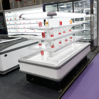 Lemari Pendingin Display Komersial Tipe Island, Showcase Multi-deck Terbuka Kustom, Bahan Stainless Steel 304 untuk Buah di Supermarket