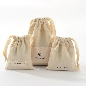Glampkg Cotton Jewelry Pouch Drawstring Bag Custom Logo Gift Bag <b>Ring</b> Earring Necklace Jewelry Packaging Bags - Product Image 1