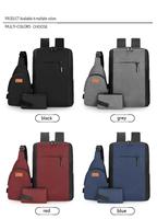 Ensemble de 3 pièces, sac à dos d'école léger en Oxford, ergonomique, respirant, avec compartiment pour ordinateur portable, antichoc, rechargeable par USB