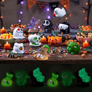 Miniature di Halloween per Micro Paesaggi, Statuette Luminose da Giardino, Decorazioni Fai-da-Te, Mini Scheletri in Resina, Ornamenti a Forma di Zucca e Fantasma - Product Image 1