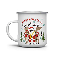 Tasses en émail personnalisées avec logo 350 ml avec couvercle pour le camping/le pique-nique/la pêche/l'extérieur, design mignon, sans BPA, lavables au lave-vaisselle, pour la remise des diplômes