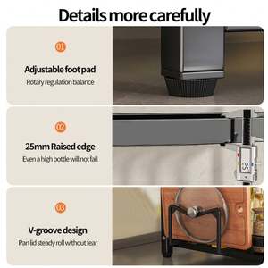 Modern 3-Tier Multi-Functional Metal Countertop Spice Organizer <b>Kitchen</b> Organizer with Seasoning <b>Storage</b> Rack - Product Image 3