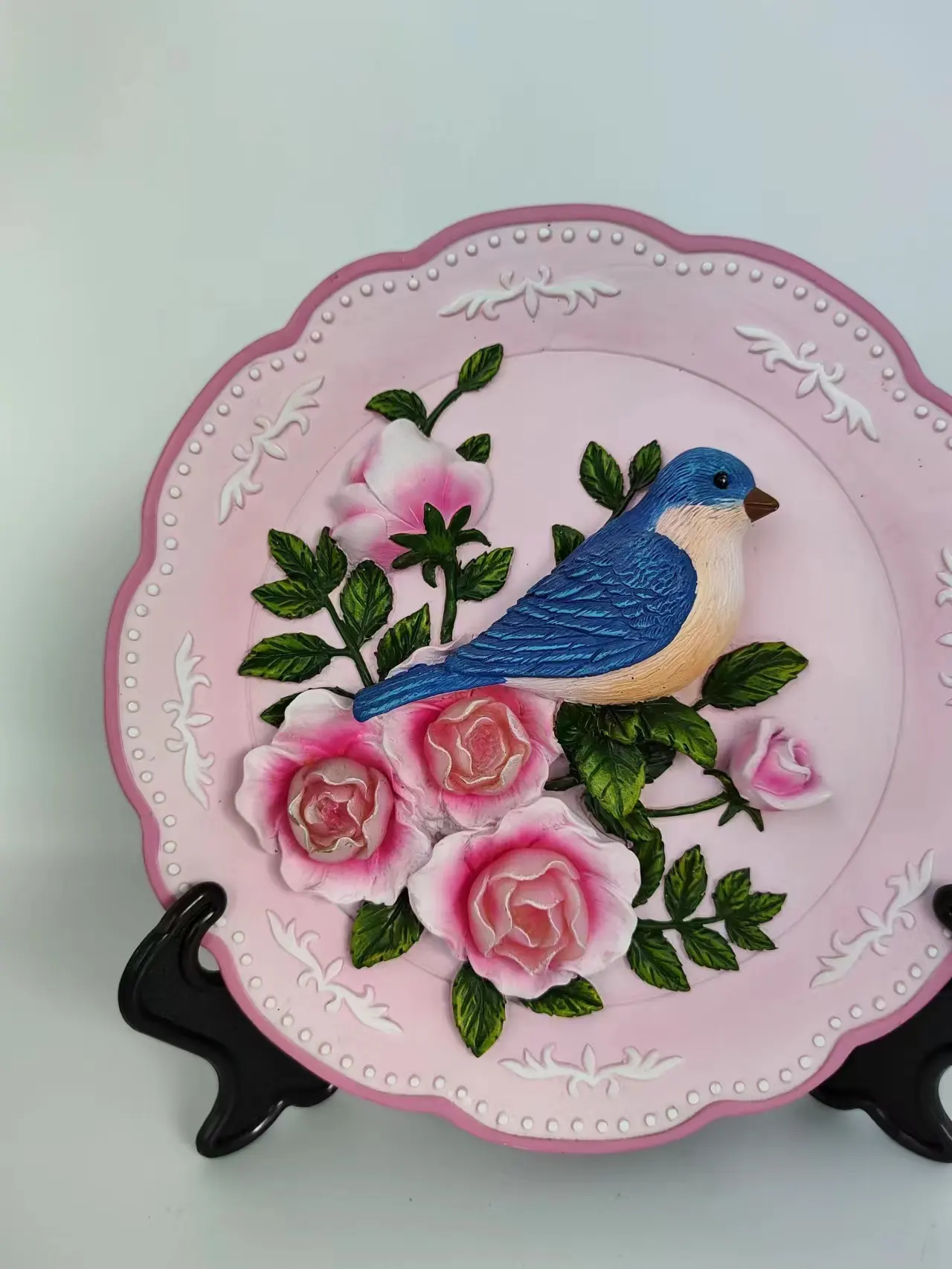 Hete Verkoop Hars Ornament Roze Bloem Thema Bord Ornament Op Maat Gemaakte Geschenken Items Souvenirs Geschenken
