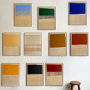 Dipinti Astratti <span class=keywords><strong>con</strong></span> Cornici, Arte Murale Vintage di Alta Gamma in Stile Legno Crema, Decorazione da <span class=keywords><strong>Parete</strong></span> 3D Dipinta a Mano - Product Image 4