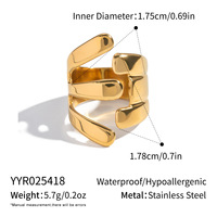 Bague en acier inoxydable avec design d'ouverture de graine de melon asymétrique simple bijoux de conservation des couleurs assortis Style tendance